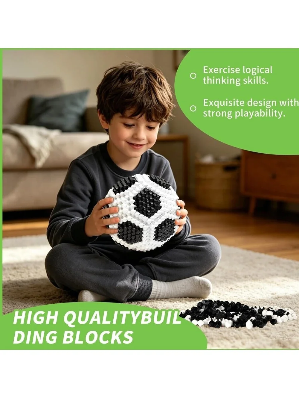 Soccer Building Blocks Set, 437 Pieces, 3D Mini Soccer Model STEM Toy